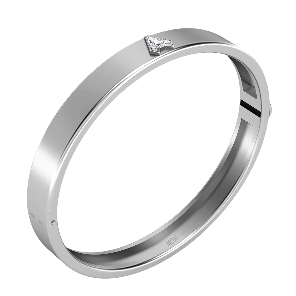 A Letter Alphabet Bangle in 18k White Gold — view 2