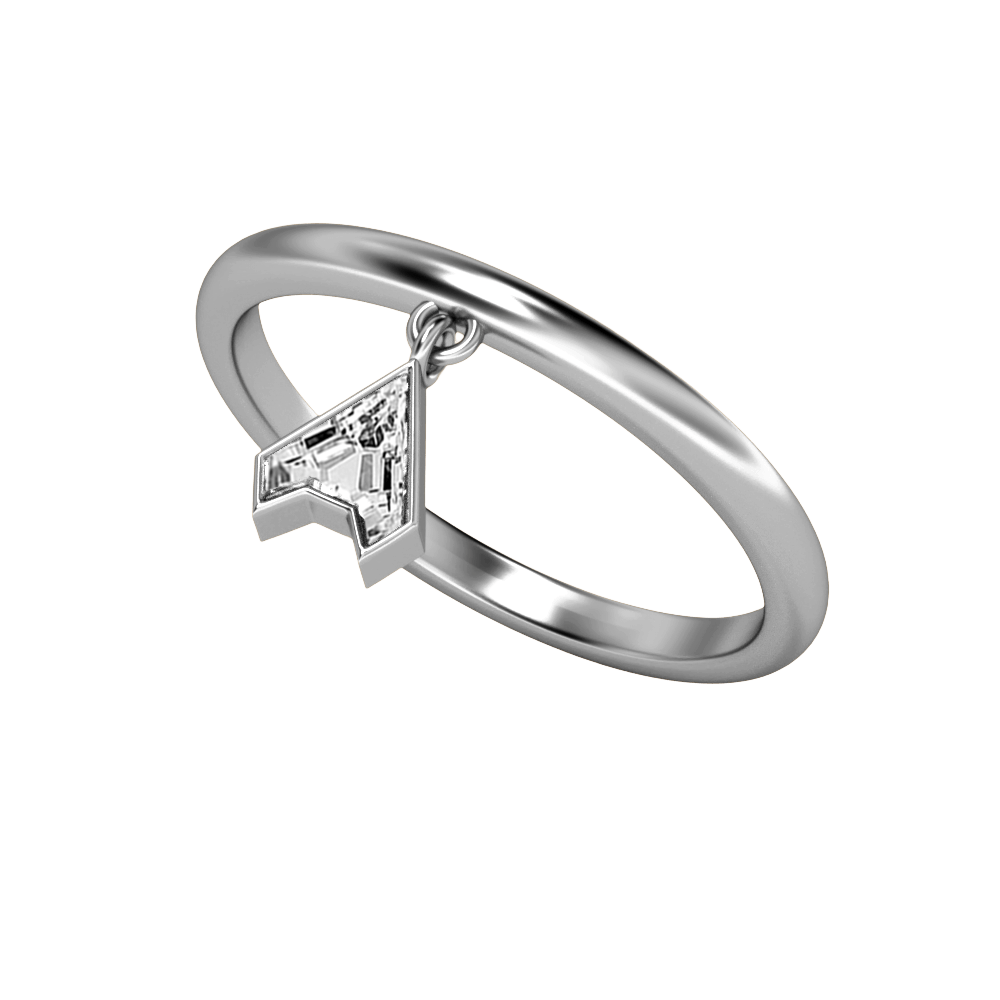 A Letter Alphabet Drop Ring in 18k White Gold — view 2