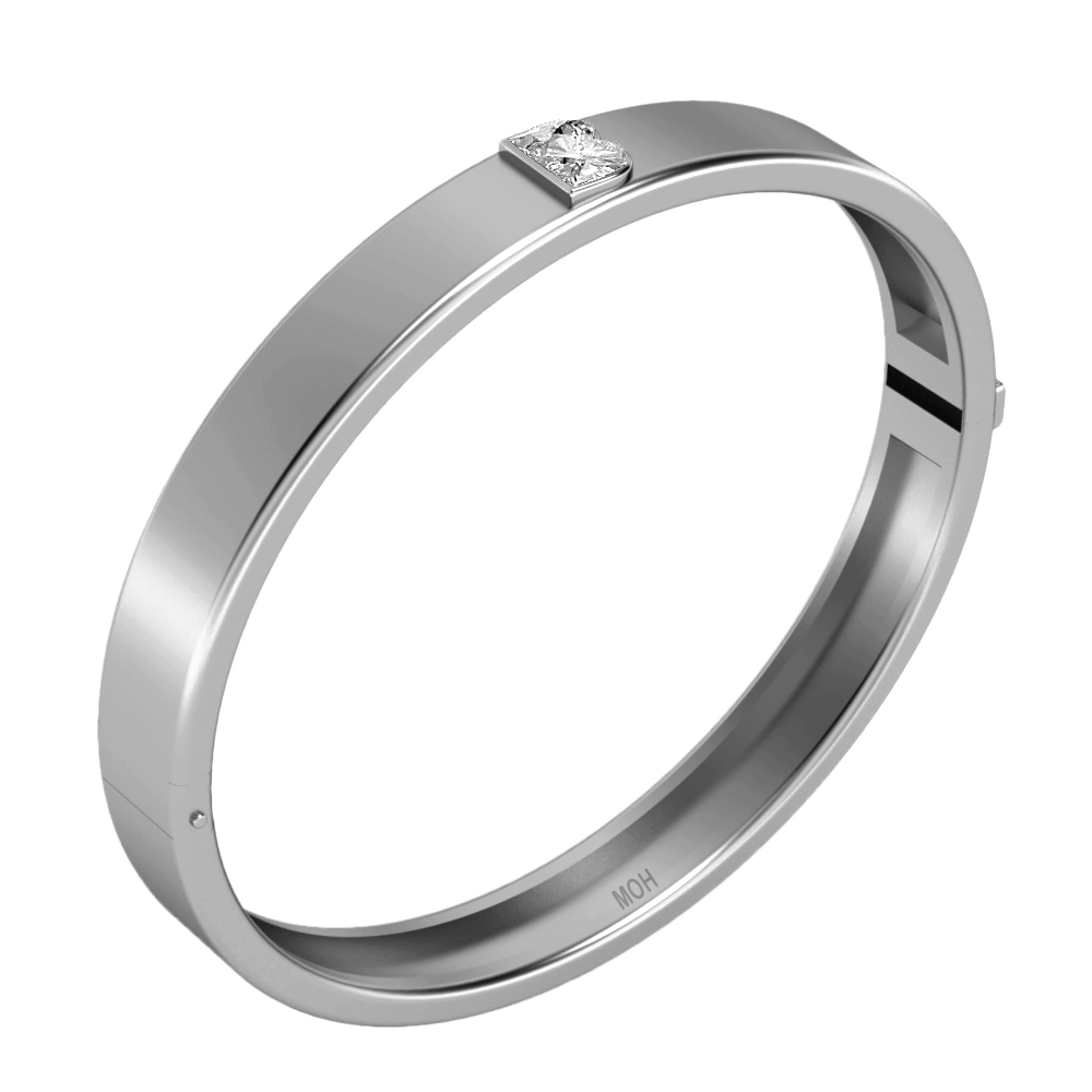 B Letter Alphabet Bangle in 18k White Gold — view 2