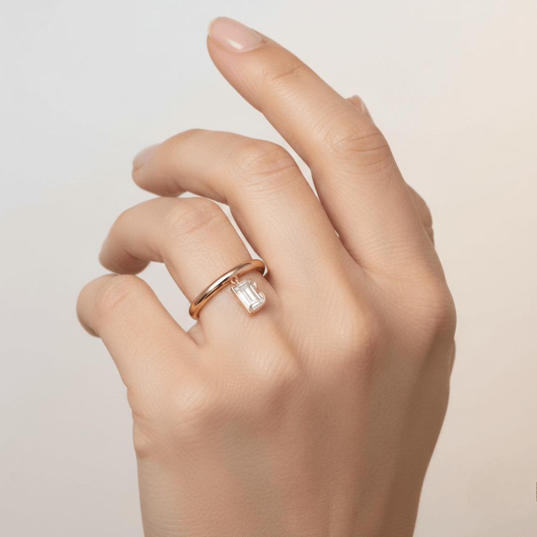 B Letter Alphabet Drop Ring — view 2