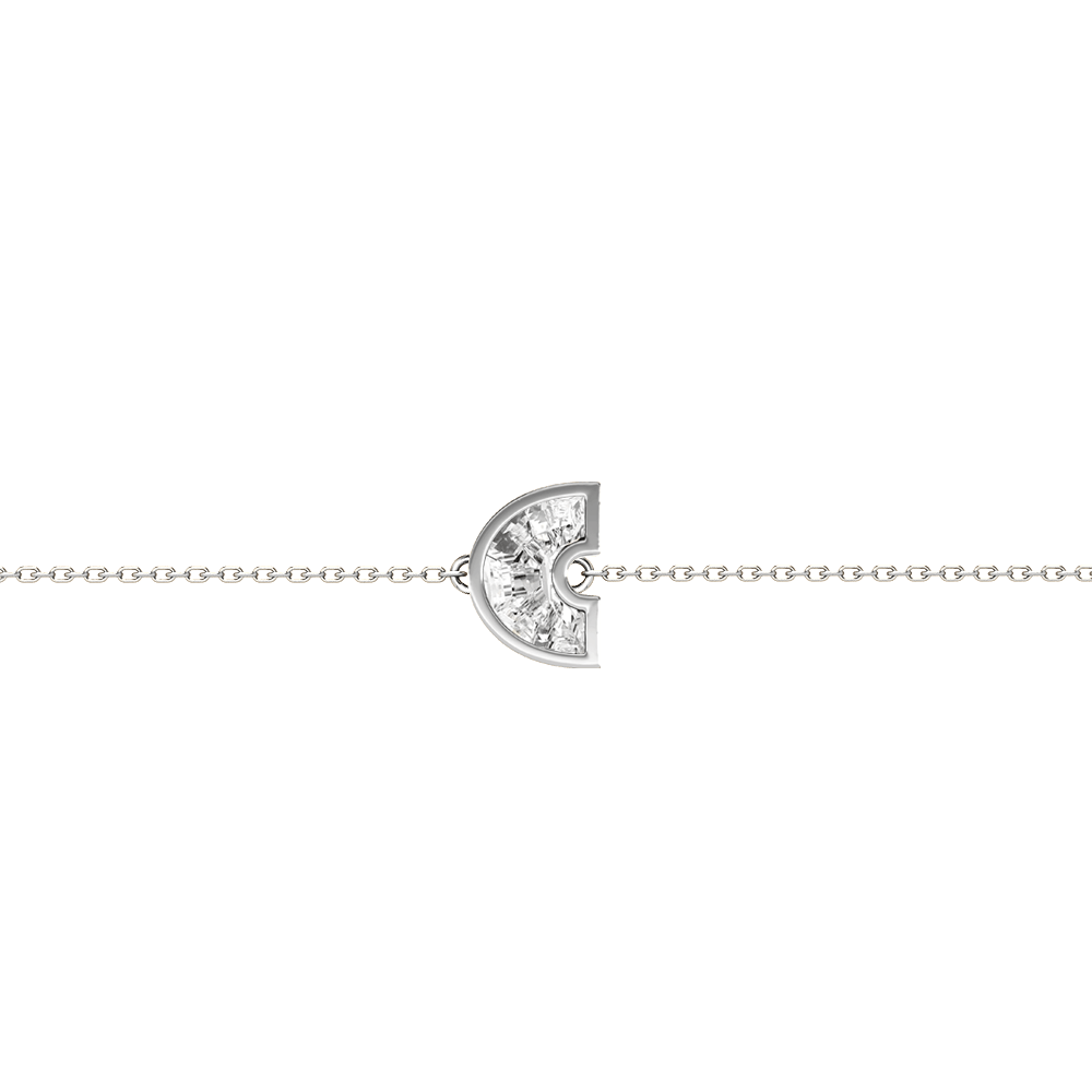 C Letter Alphabet Bracelet in 18k White Gold — view 3