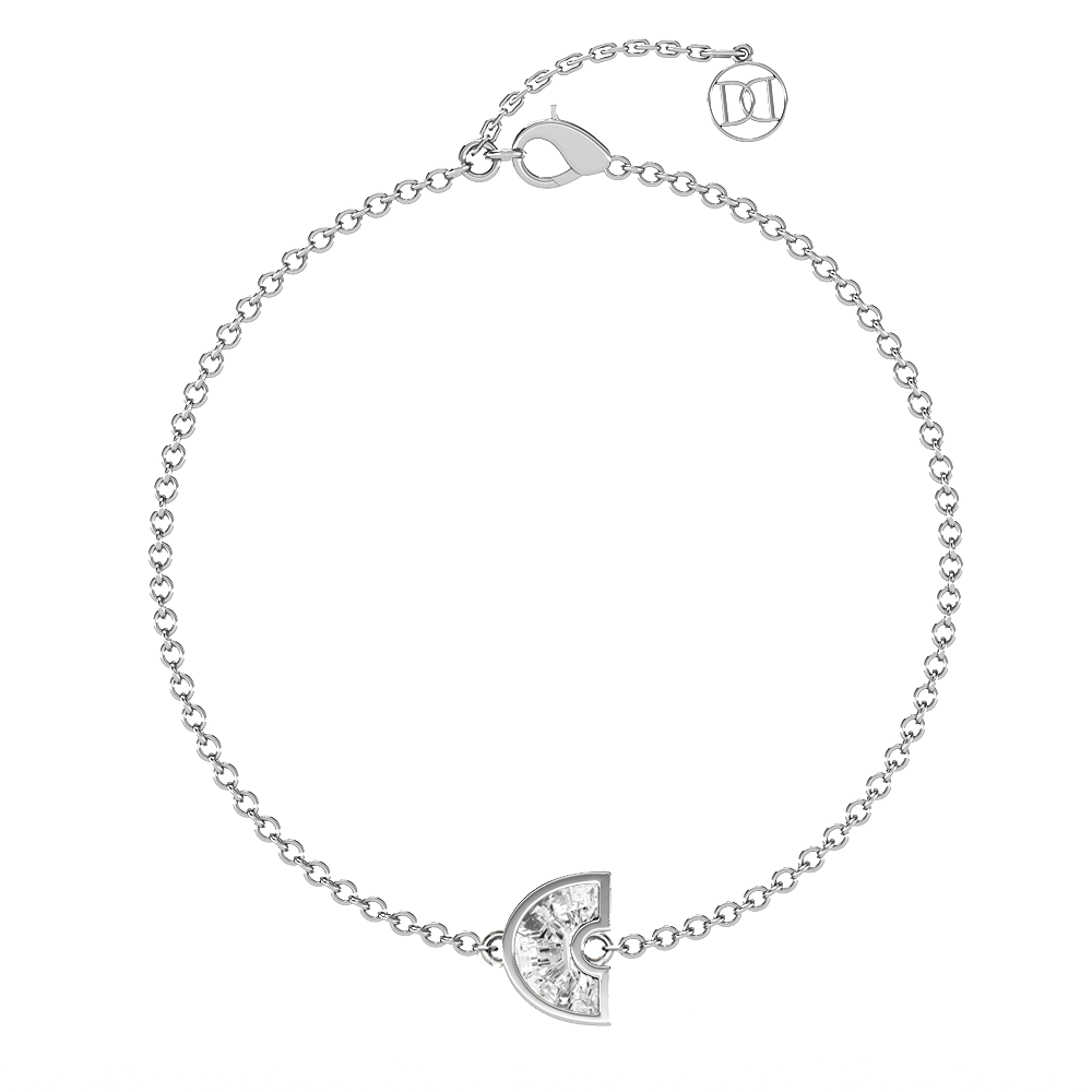 C Letter Alphabet Bracelet in 18k White Gold — view 4