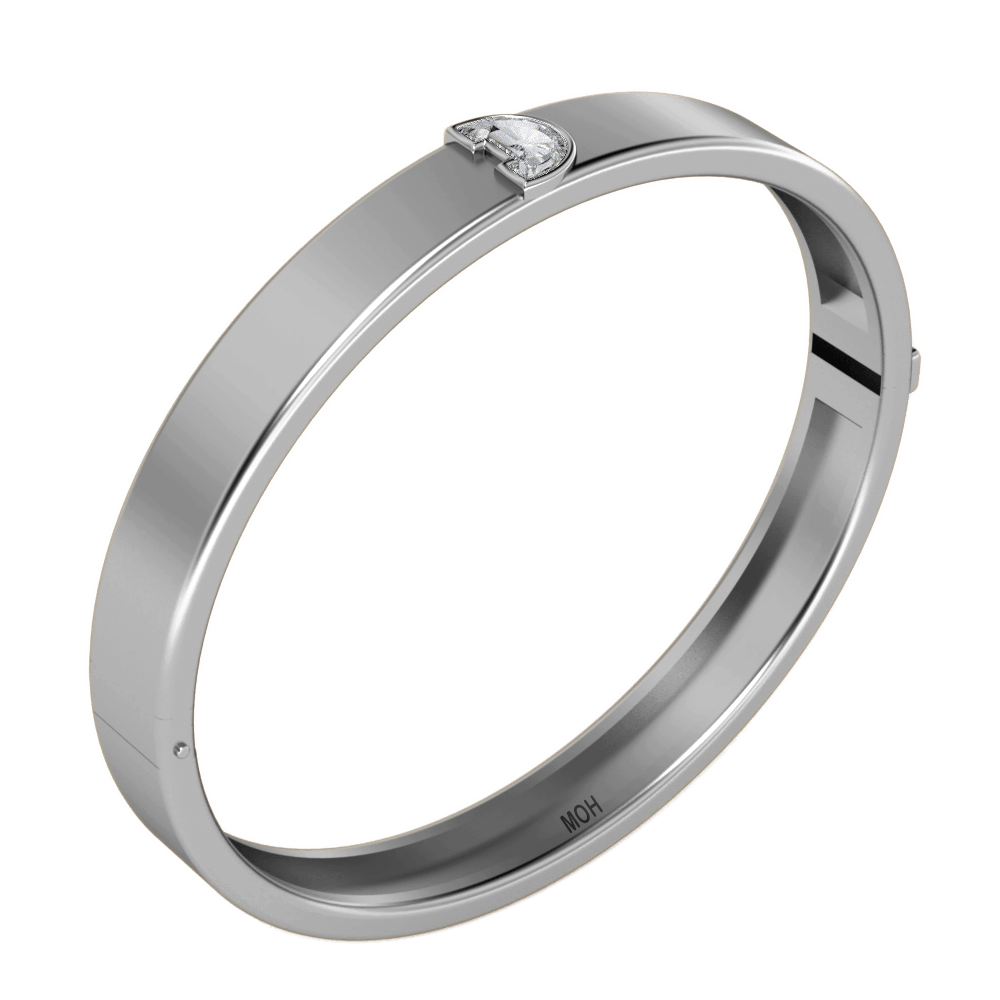 D Letter Alphabet Bangle in 18k White Gold — view 2