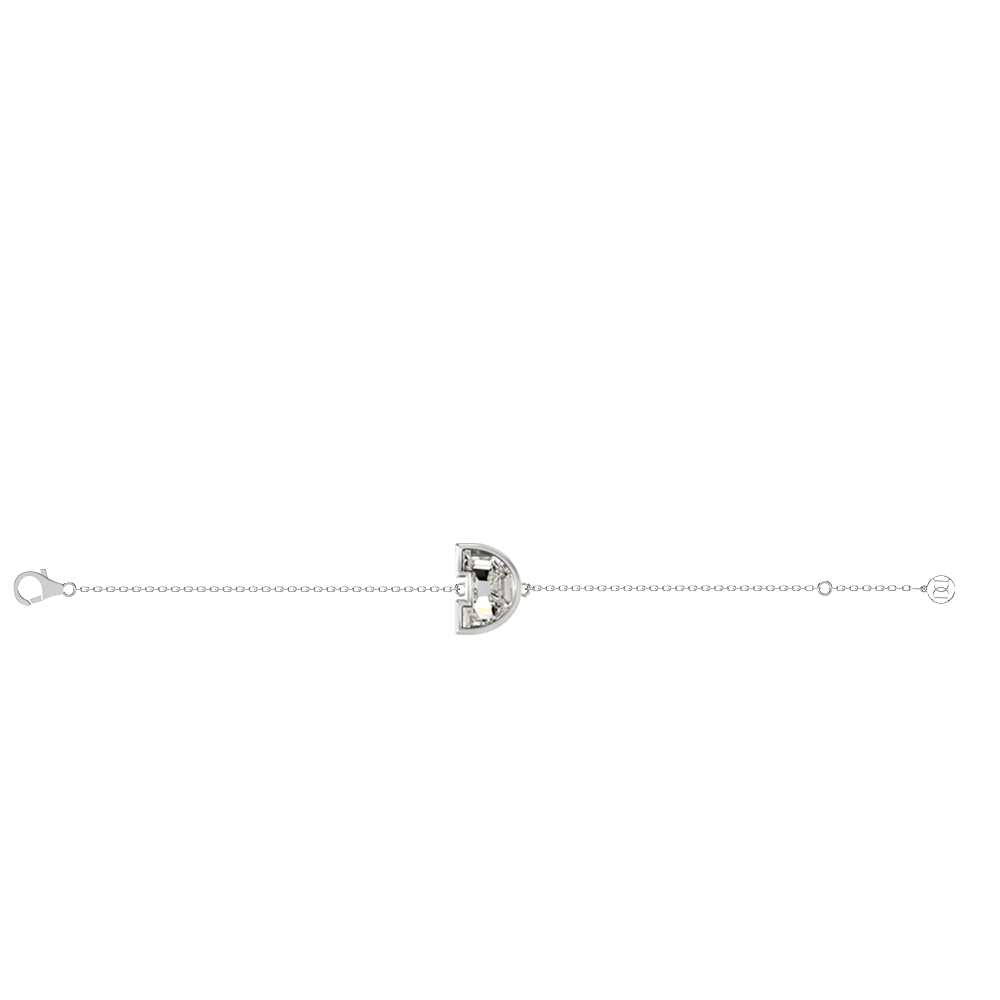 D Letter Alphabet Bracelet in 18k White Gold — view 2