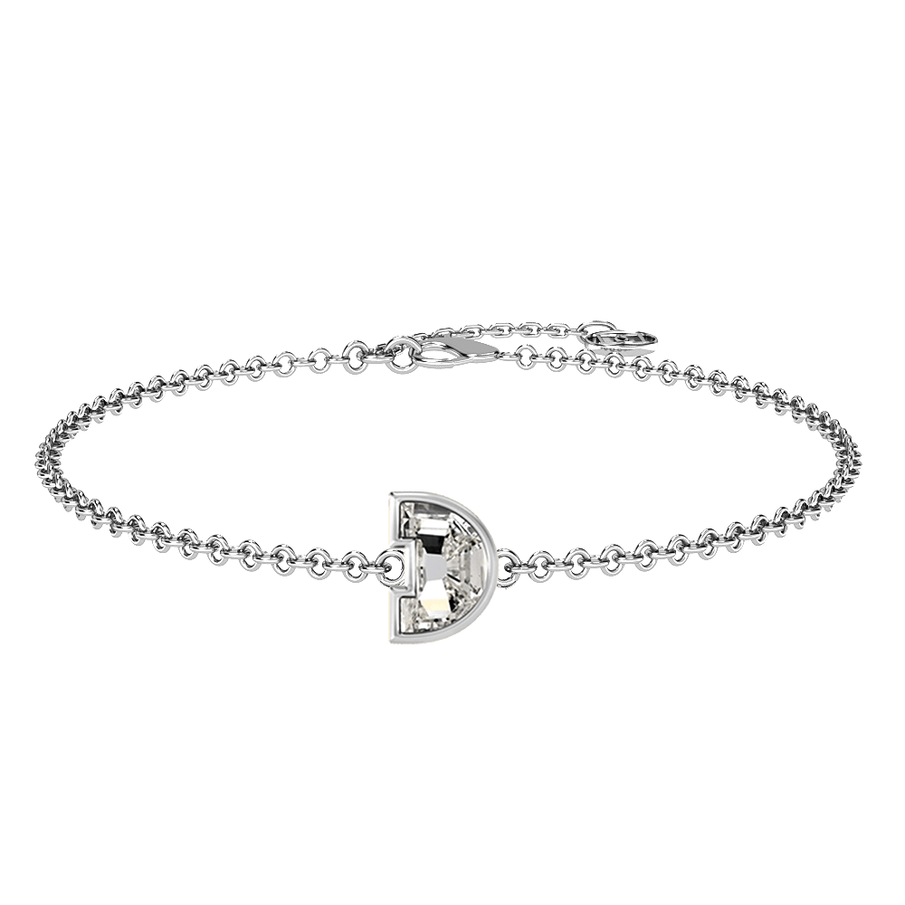 D Letter Alphabet Bracelet in 18k White Gold