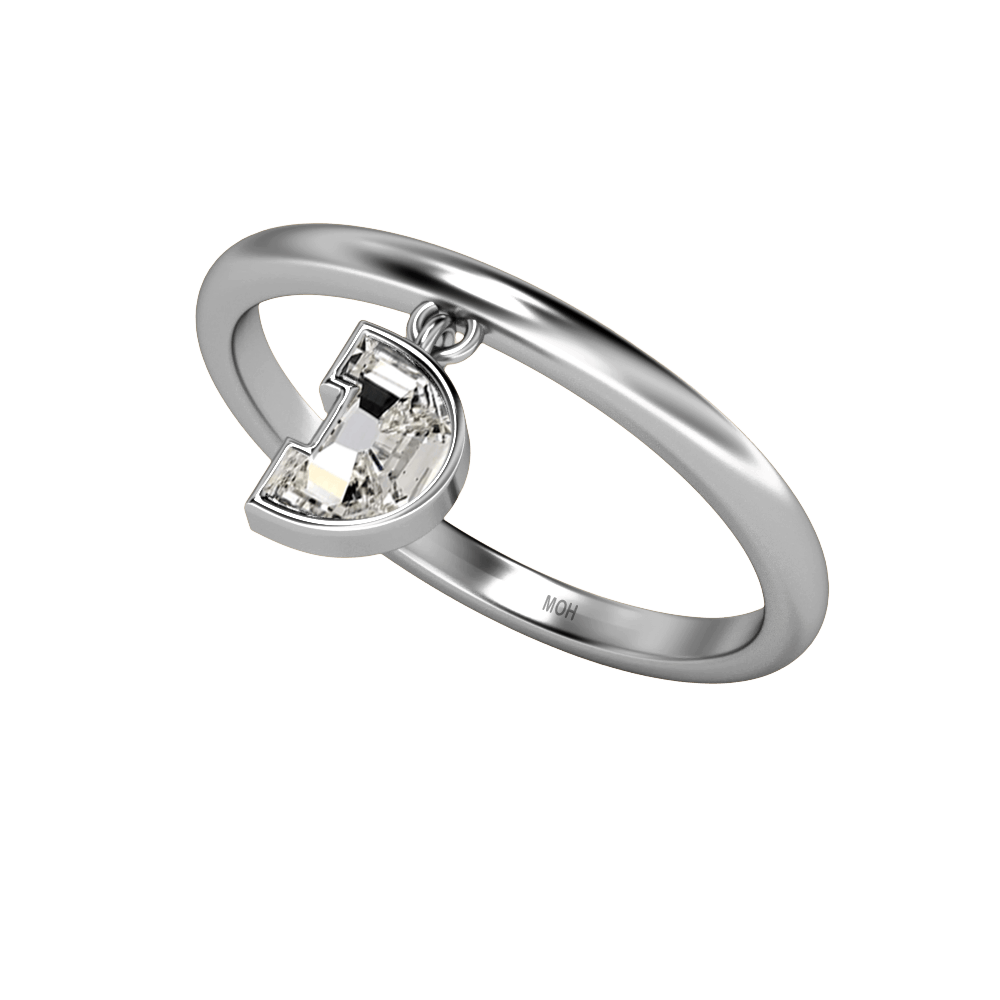 D Letter Alphabet Drop Ring in 18k White Gold — view 2