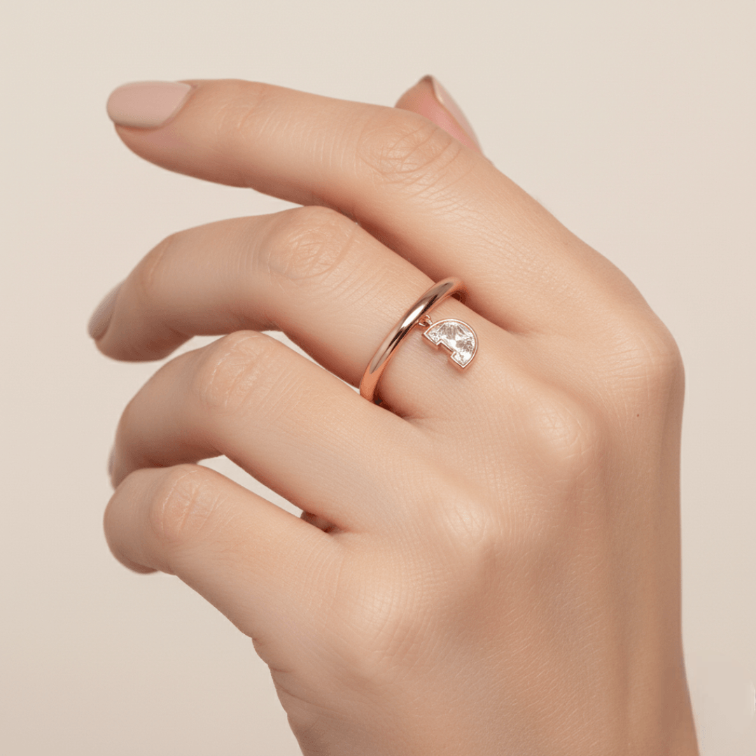 D Letter Alphabet Drop Ring — view 2