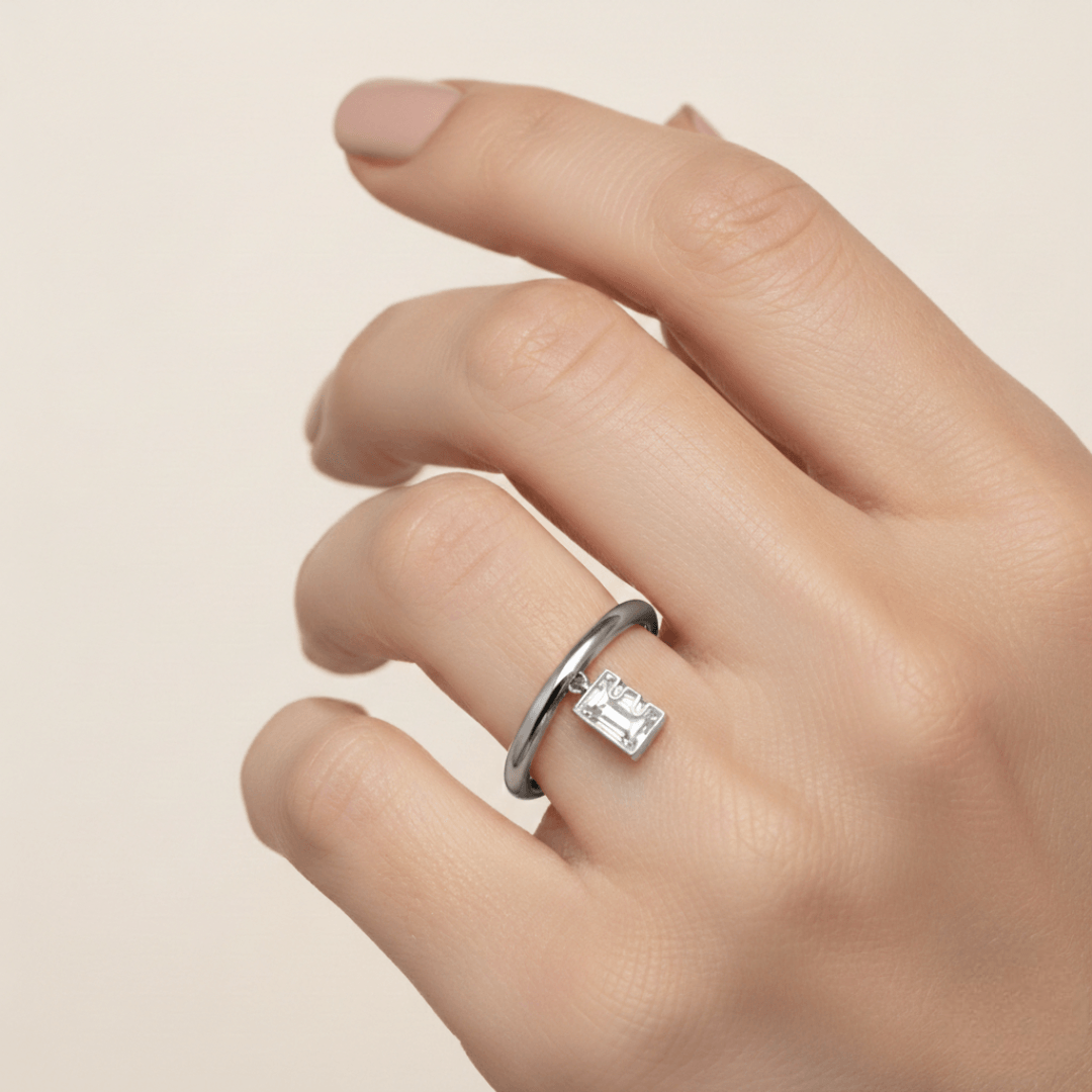 E Letter Alphabet Drop Ring — view 2