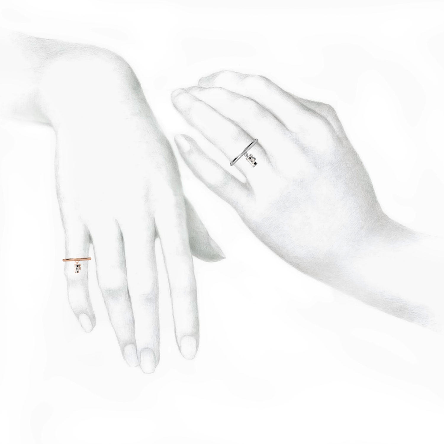 F Letter Alphabet Drop Ring in 18k White Gold — view 3