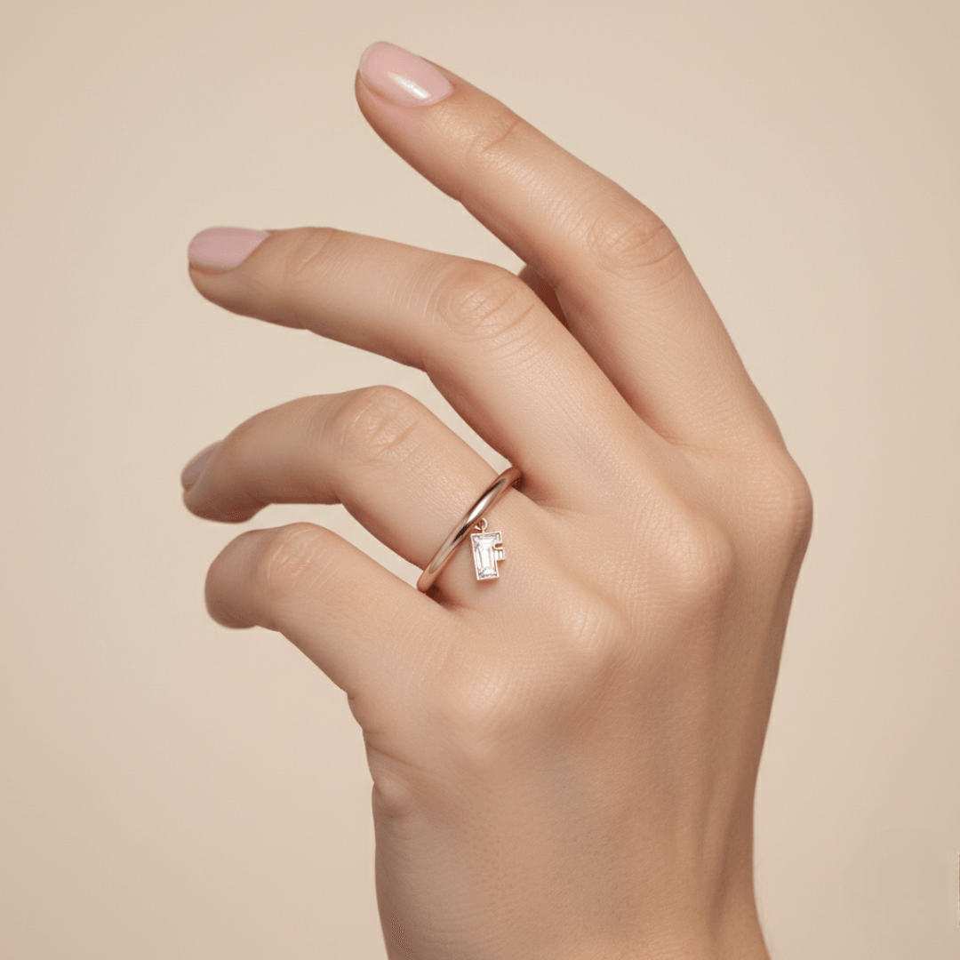 F Letter Alphabet Drop Ring — view 2