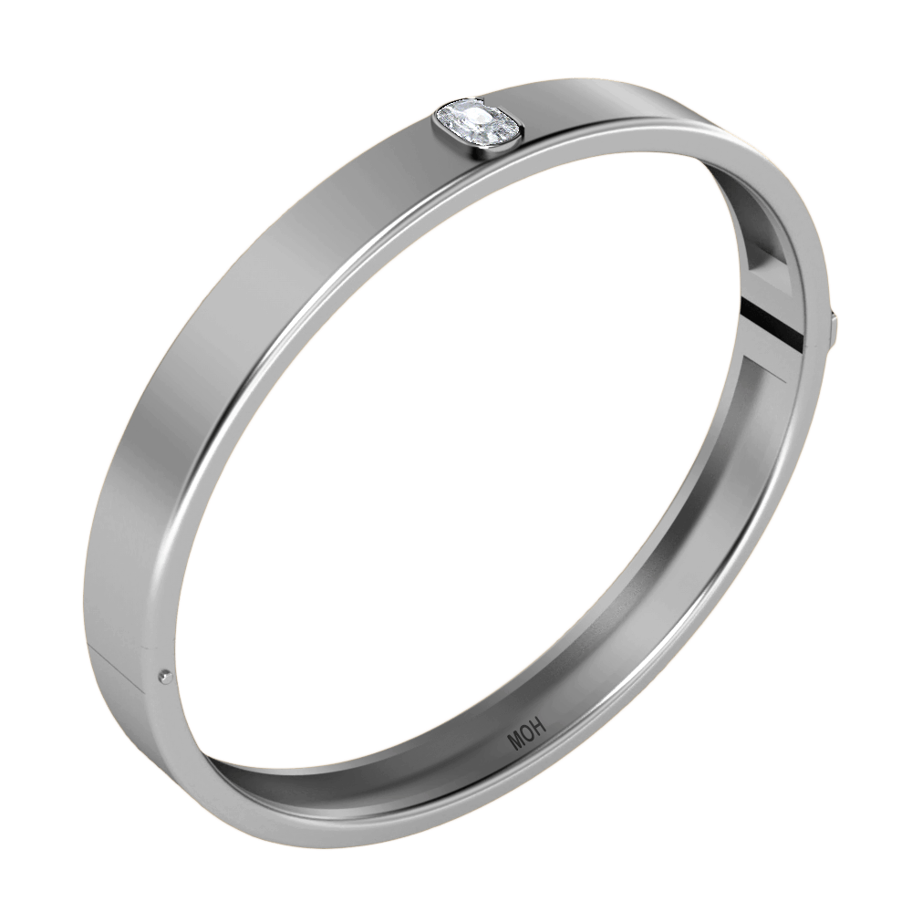 G Letter Alphabet Bangle in 18k White Gold — view 2