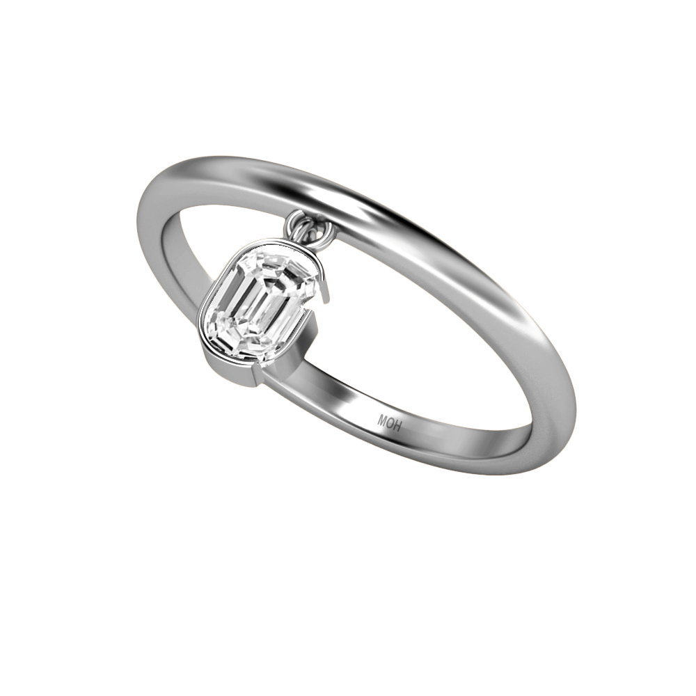 G Letter Alphabet Drop Ring in 18k White Gold — view 2