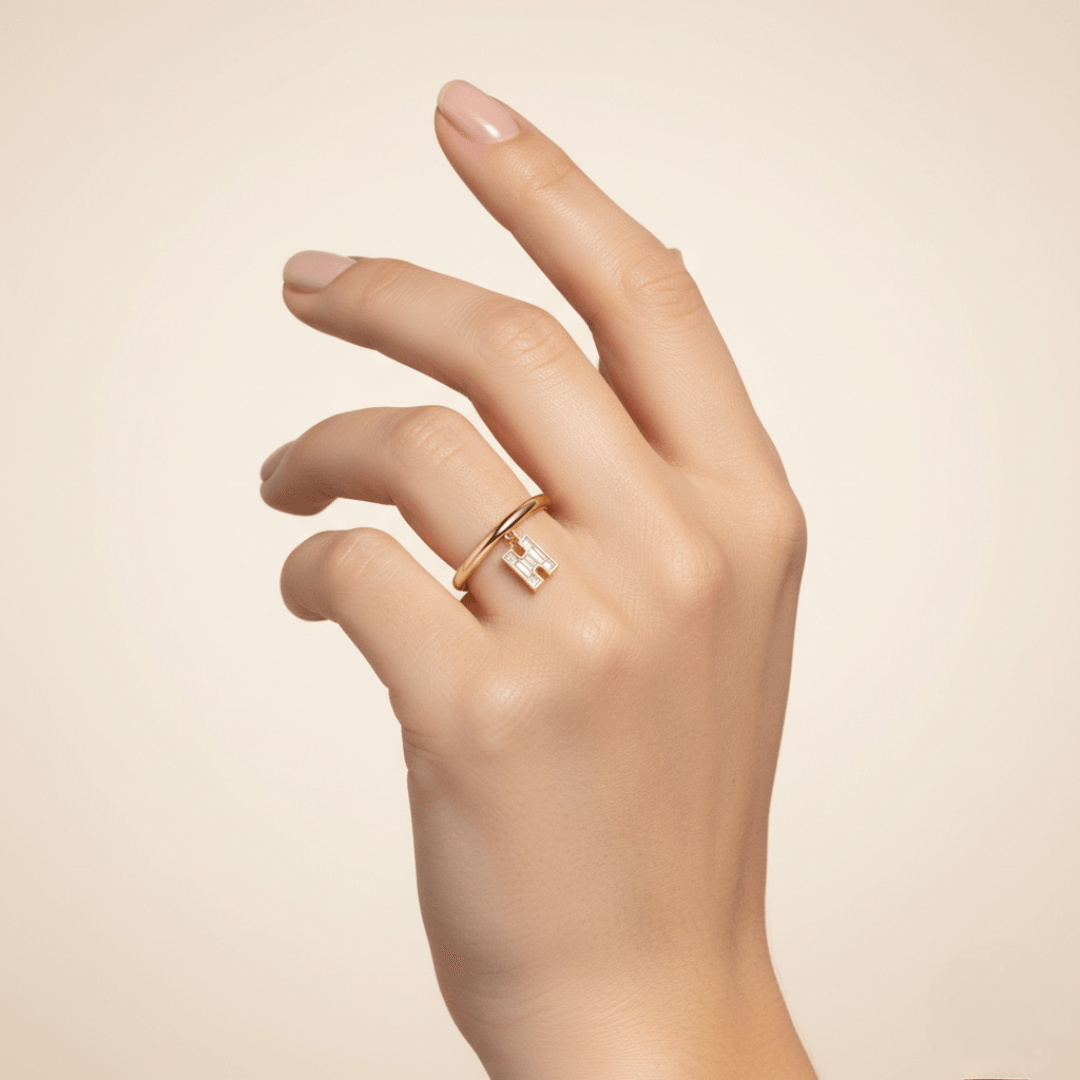 H Letter Alphabet Drop Ring — view 2