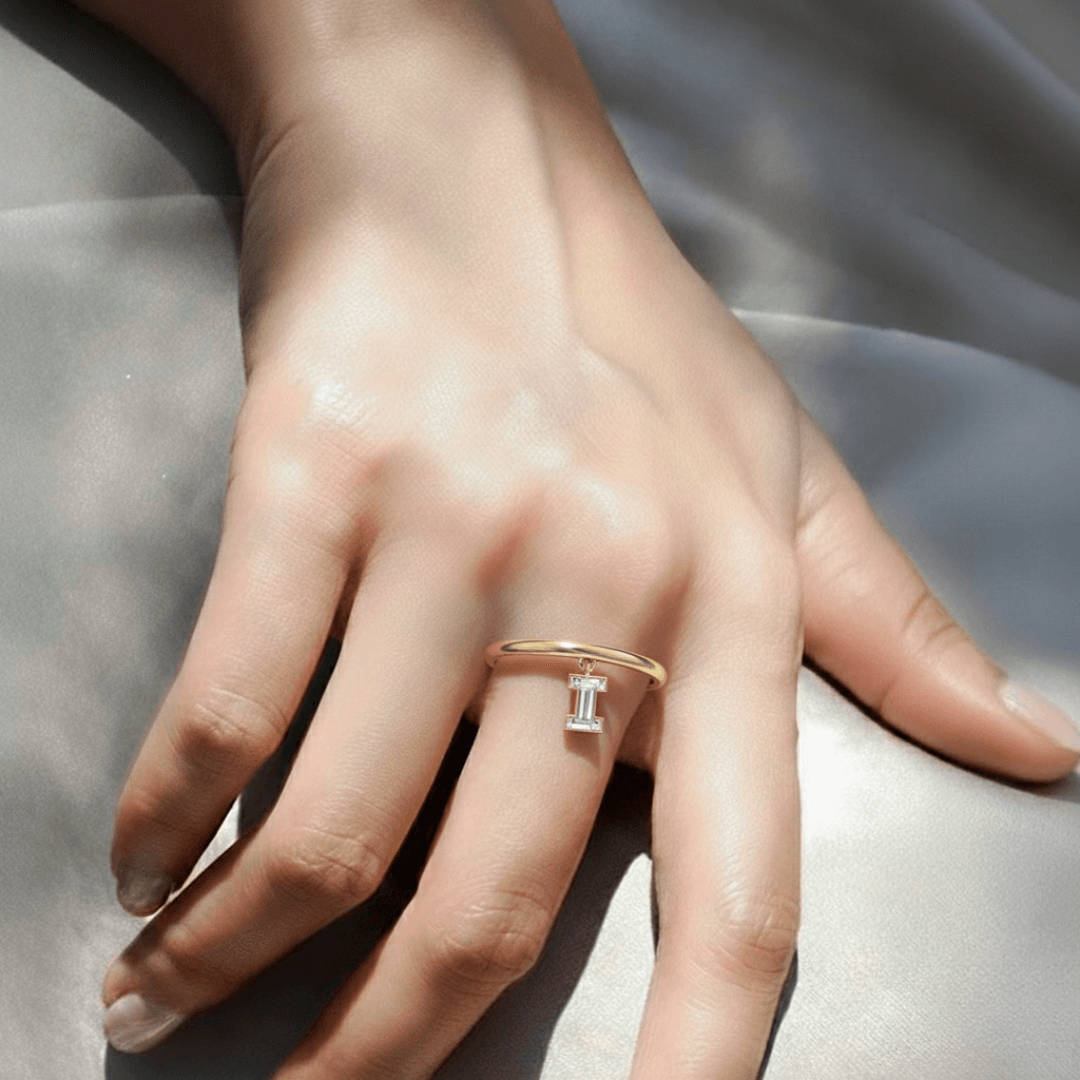 I Letter Alphabet Drop Ring — view 2