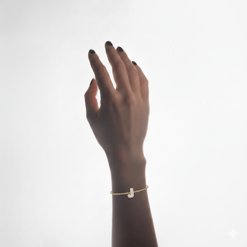 J Letter Alphabet Bracelet — view 2