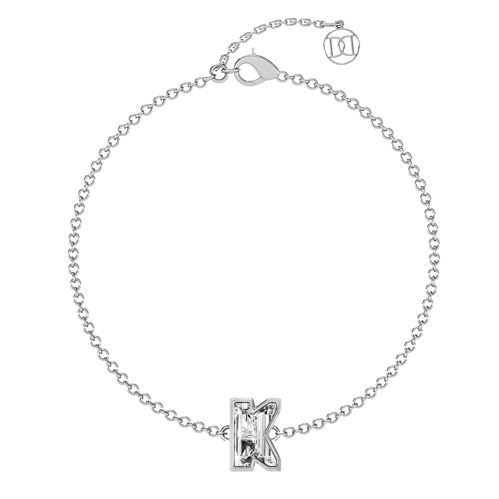 K Letter Alphabet Bracelet in 18k White Gold — view 4