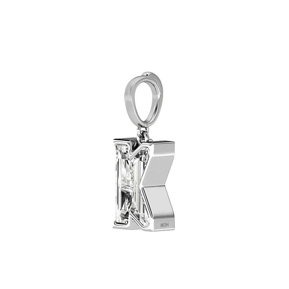 K Letter Alphabet Charm in 18k White Gold — view 2