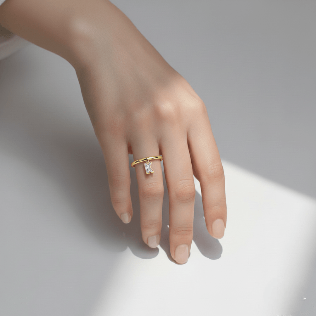 K Letter Alphabet Drop Ring — view 2