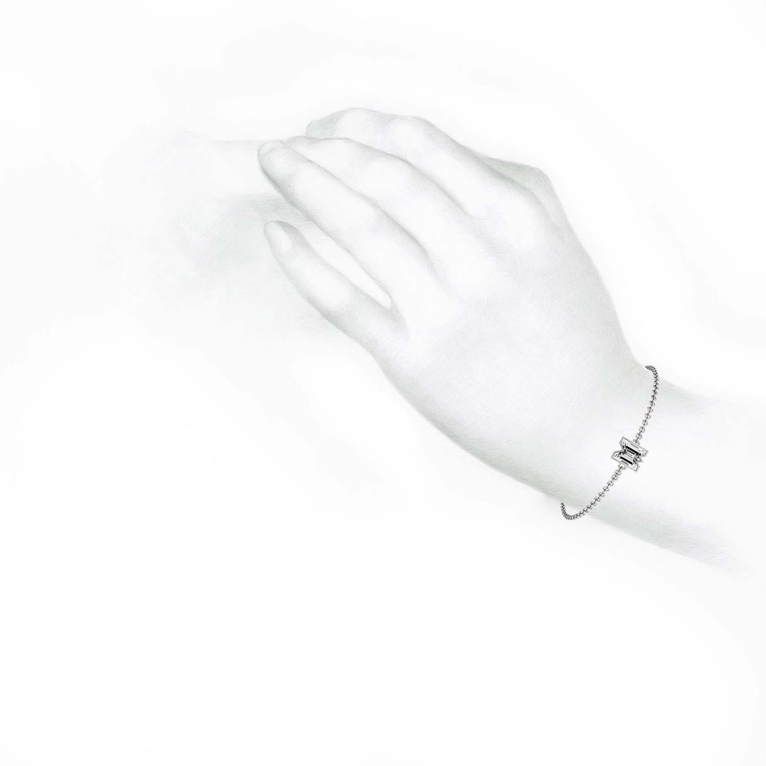 M Letter Alphabet Bracelet in 18k White Gold — view 5
