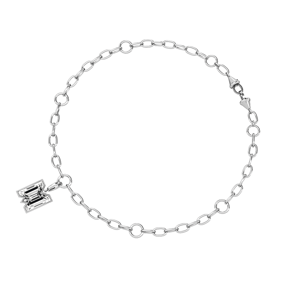 M Letter Alphabet Charm in 18k White Gold — view 3