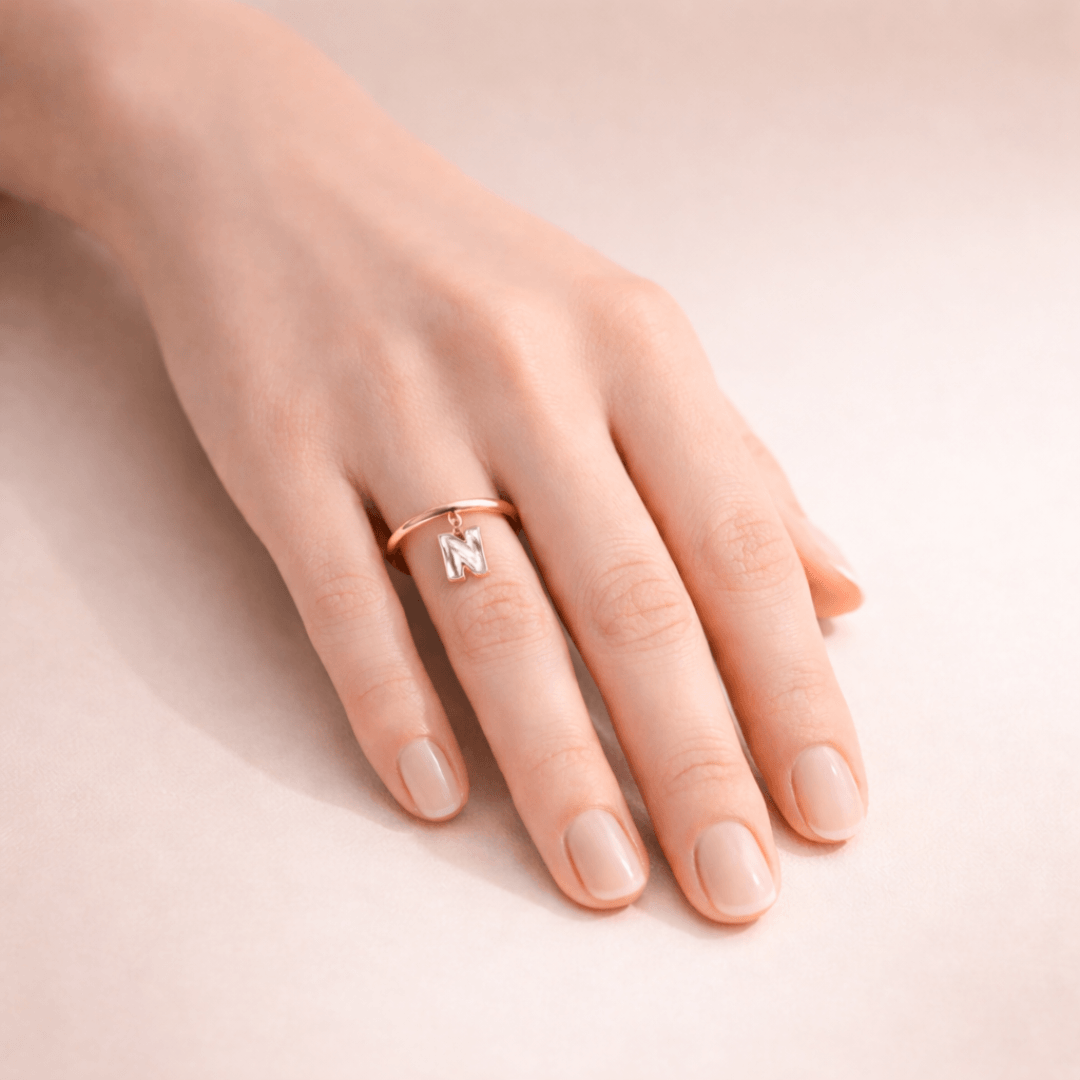 N Letter Alphabet Drop Ring — view 2