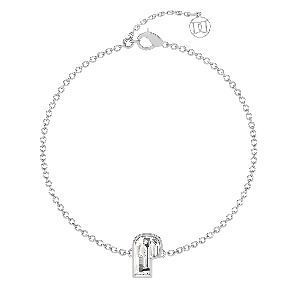 P Letter Alphabet Bracelet in 18k White Gold — view 4