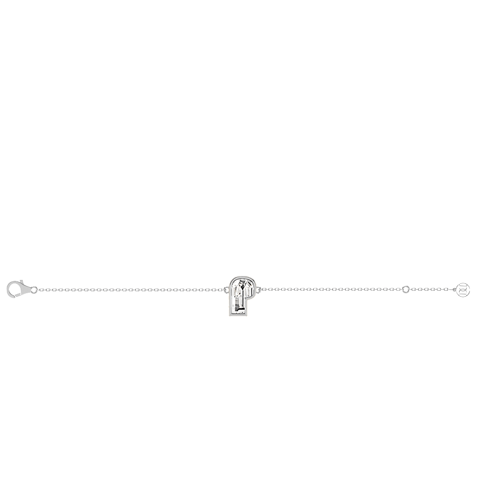 P Letter Alphabet Bracelet in 18k White Gold — view 2
