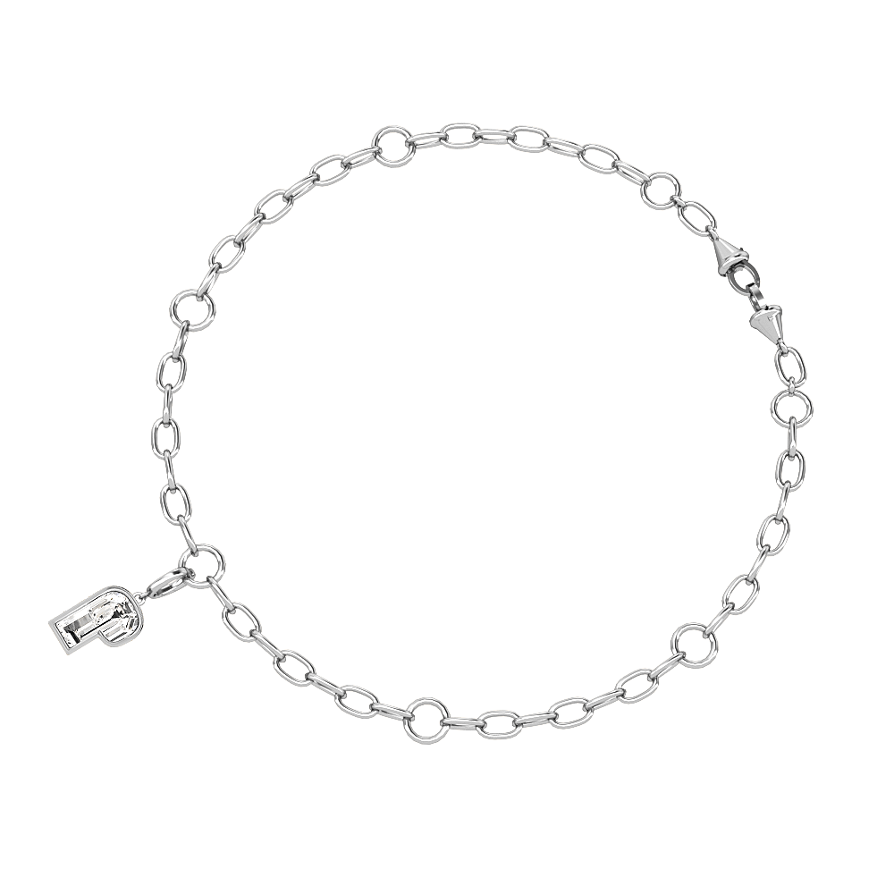 P Letter Alphabet Charm in 18k White Gold — view 3