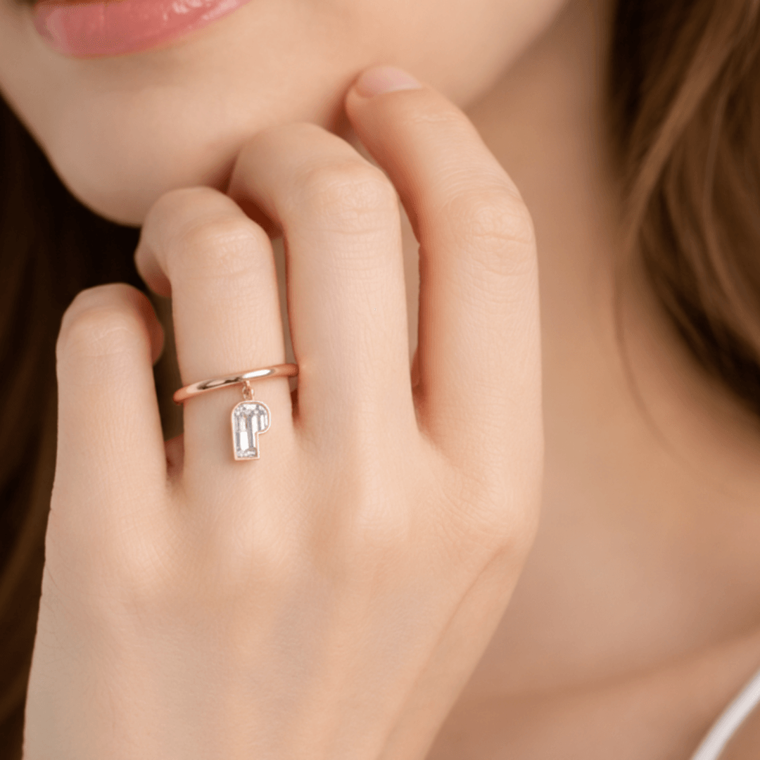 P Letter Alphabet Drop Ring — view 2
