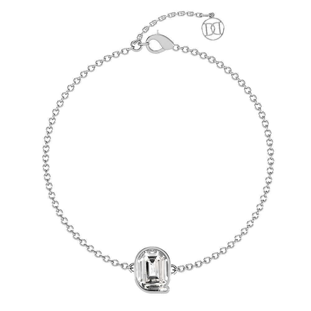 Q Letter Alphabet Bracelet in 18k White Gold — view 4