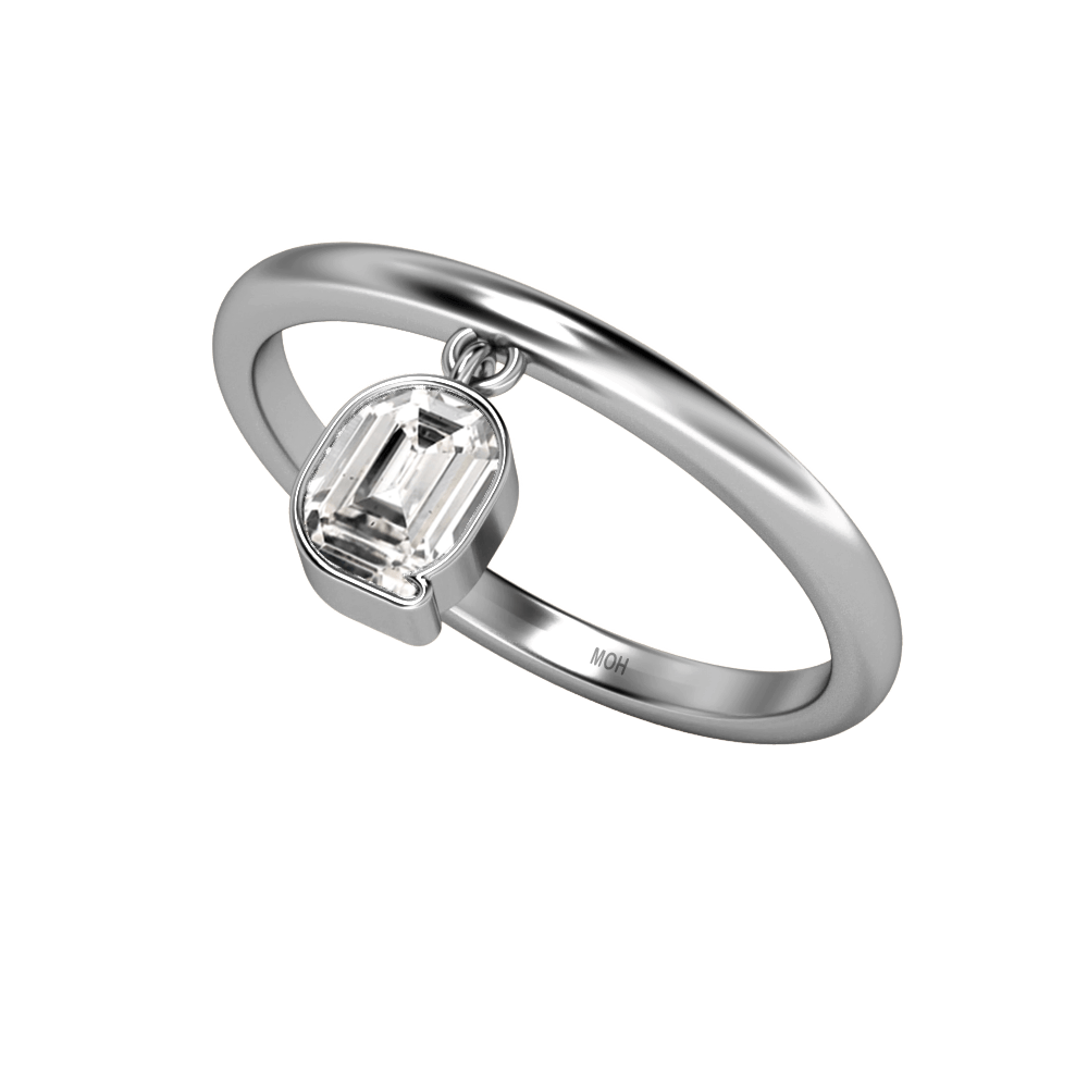 Q Letter Alphabet Drop Ring in 18k White Gold — view 2