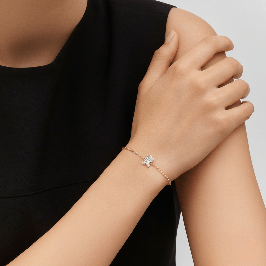 R Letter Alphabet Bracelet — view 2