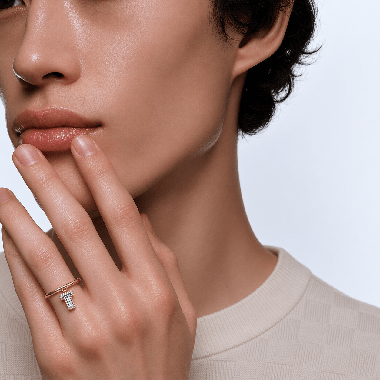 T Letter Alphabet Drop Ring — view 2