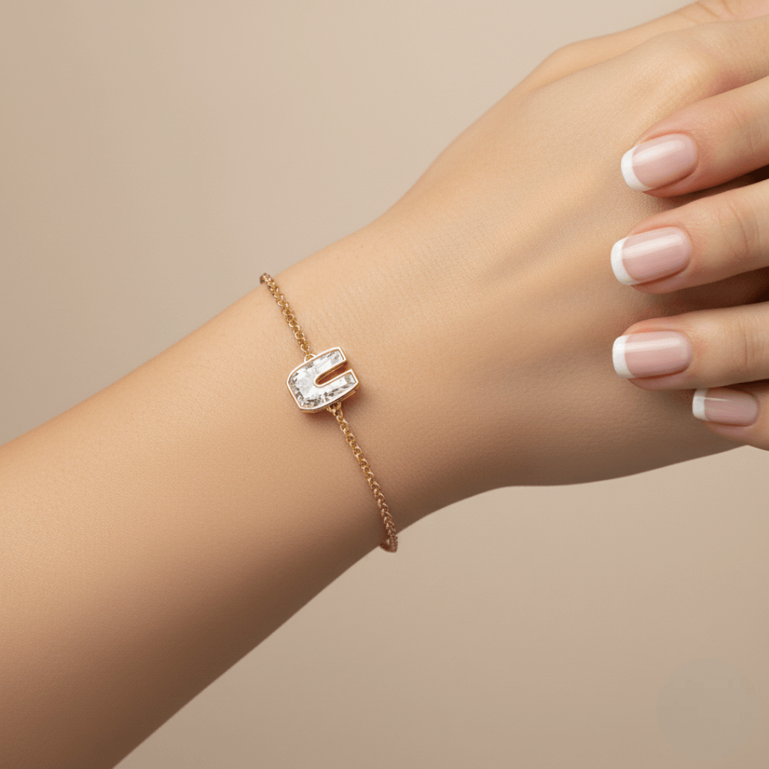 U Letter Alphabet Bracelet — view 2