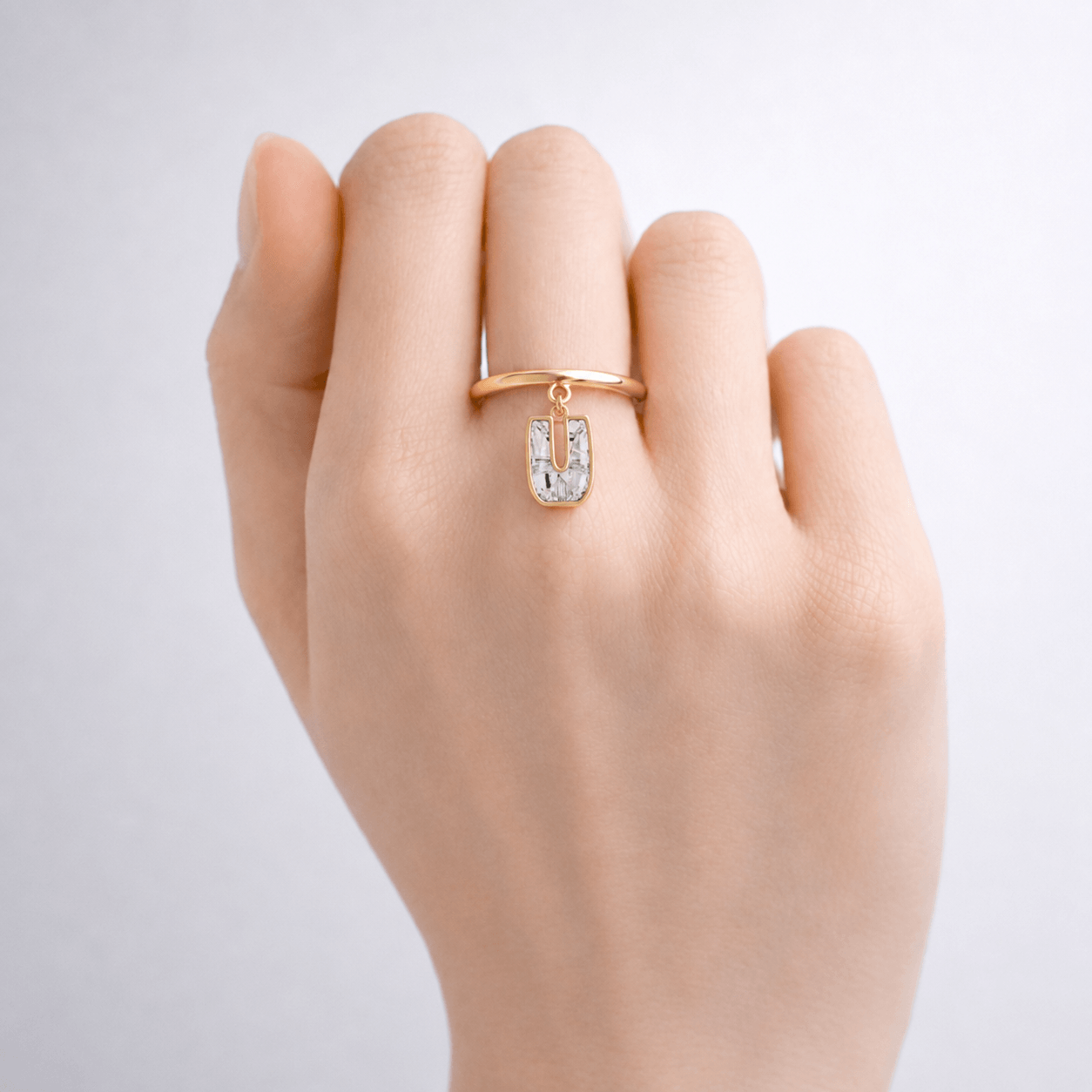 U Letter Alphabet Drop Ring — view 2