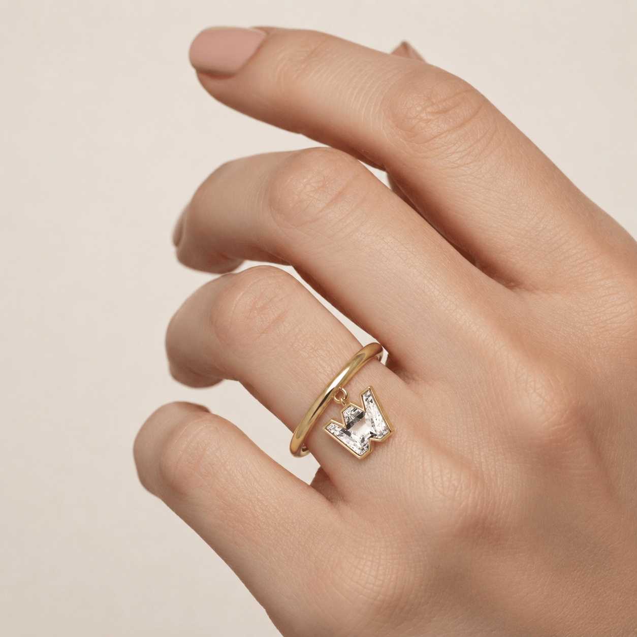 W Letter Alphabet Drop Ring — view 2