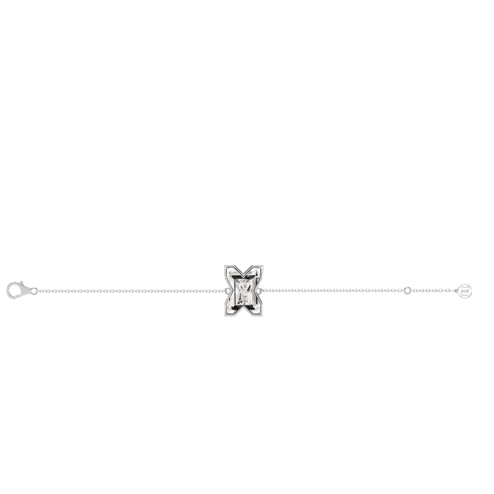 X Letter Alphabet Bracelet in 18k White Gold — view 2