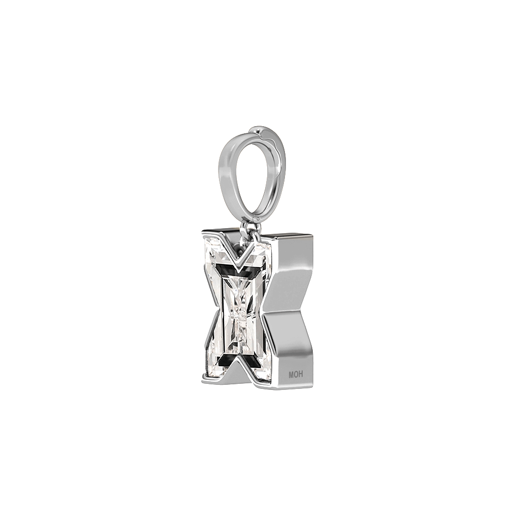 X Letter Alphabet Charm in 18k White Gold — view 2