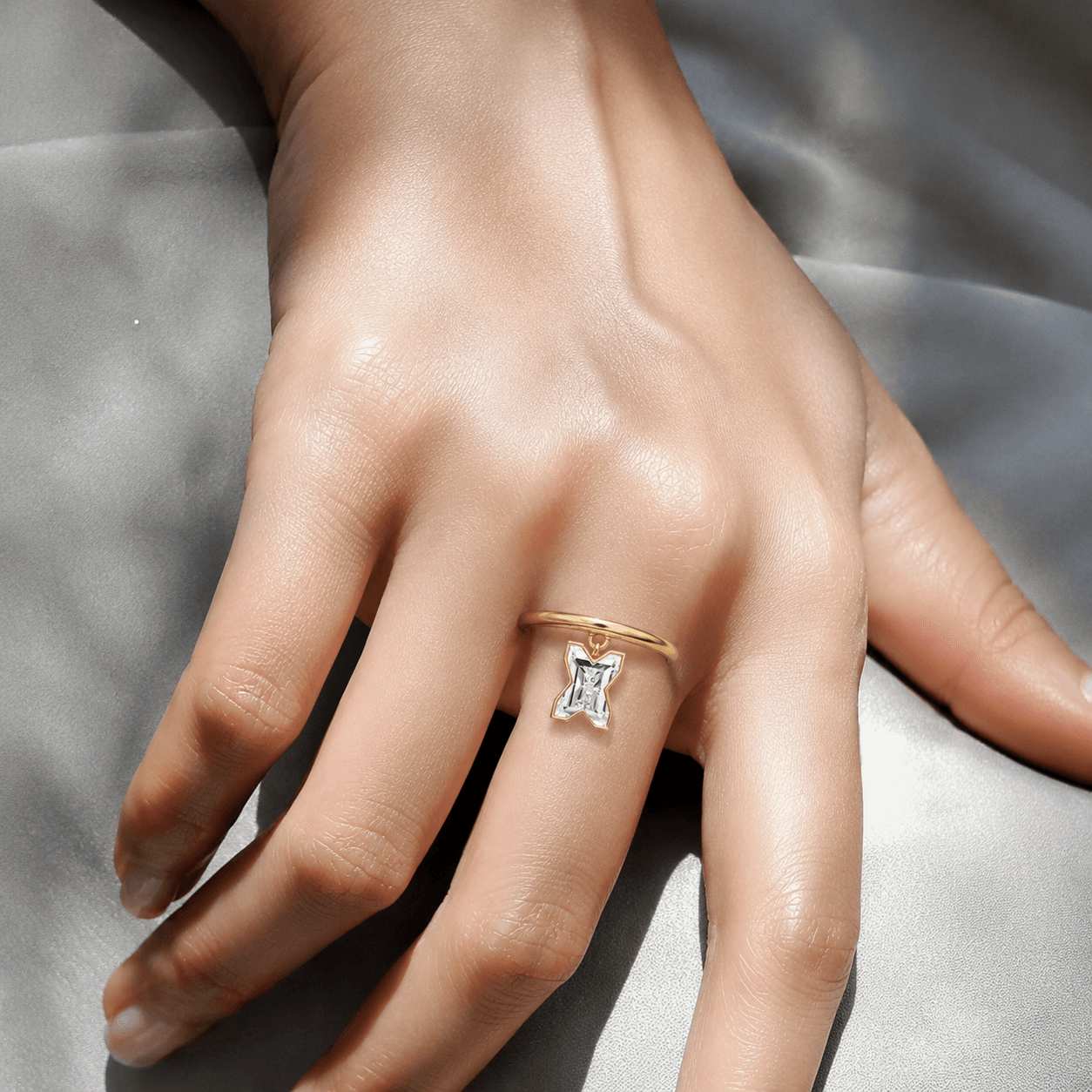 X Letter Alphabet Drop Ring — view 2