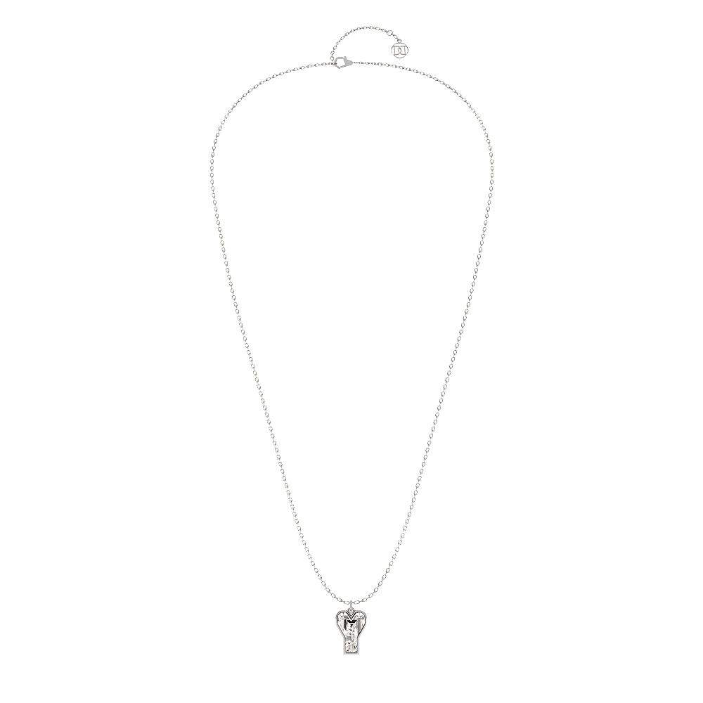 Y Letter Alphabet Pendant in 18k White Gold — view 2
