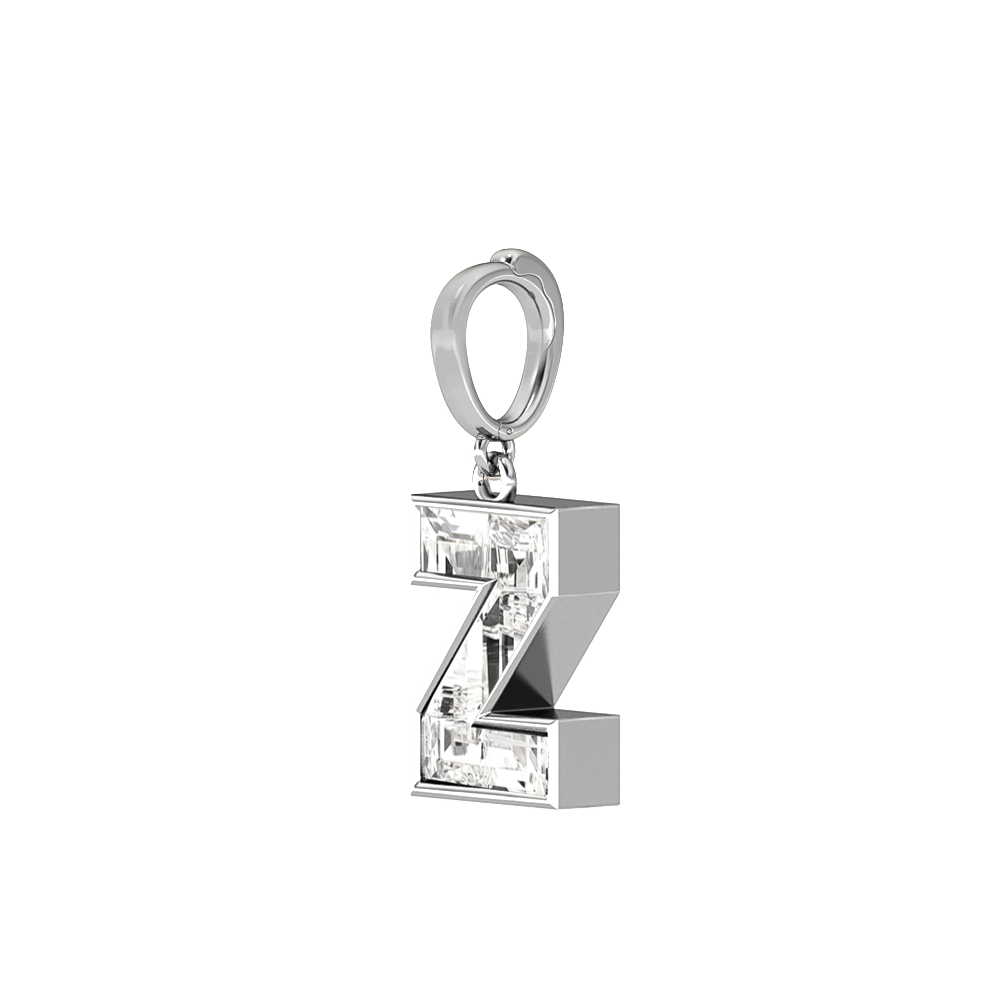 Z Letter Alphabet Charm in 18k White Gold — view 2