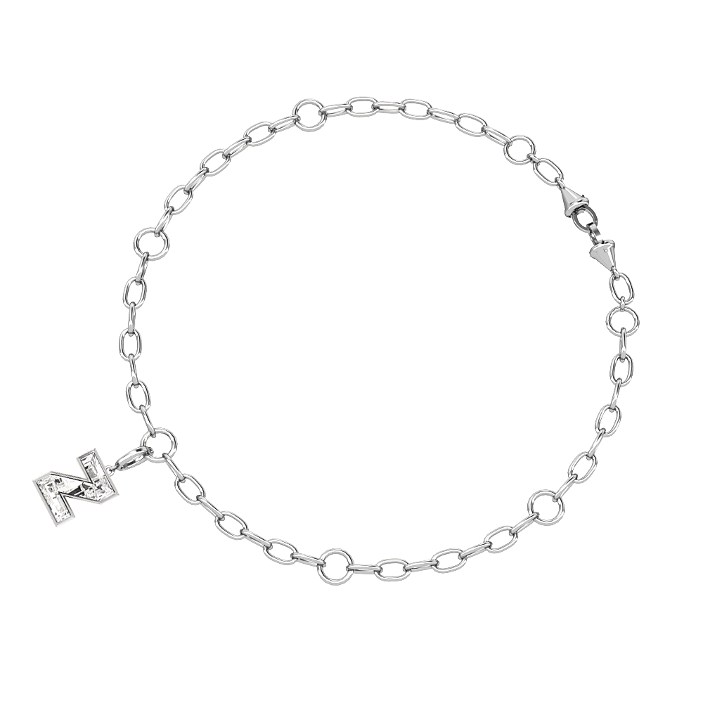Z Letter Alphabet Charm in 18k White Gold — view 3