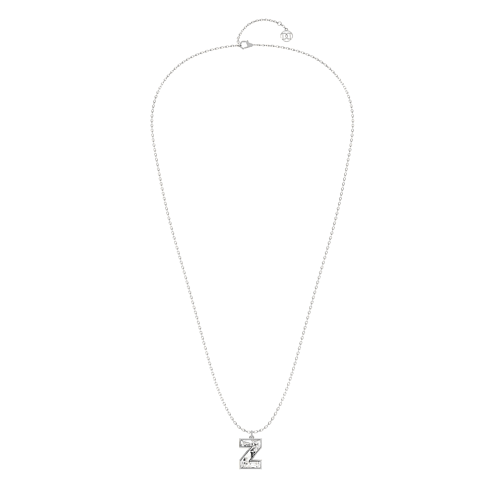 Z Letter Alphabet Pendant in 18k White Gold — view 2