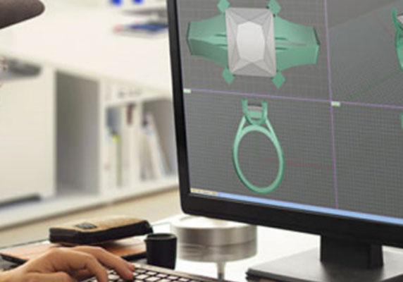 Photorealistic 3D render of a bespoke ring