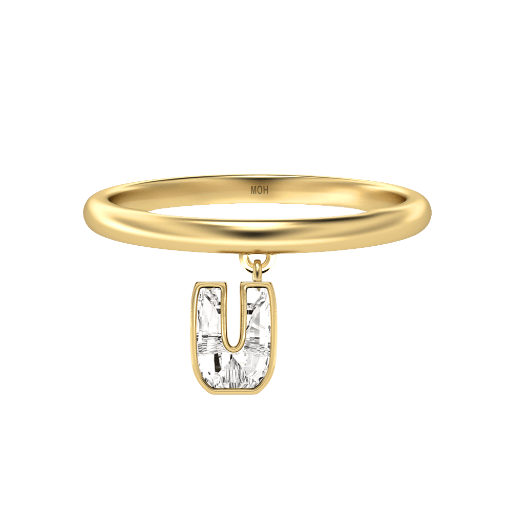 U Letter Alphabet Drop Ring