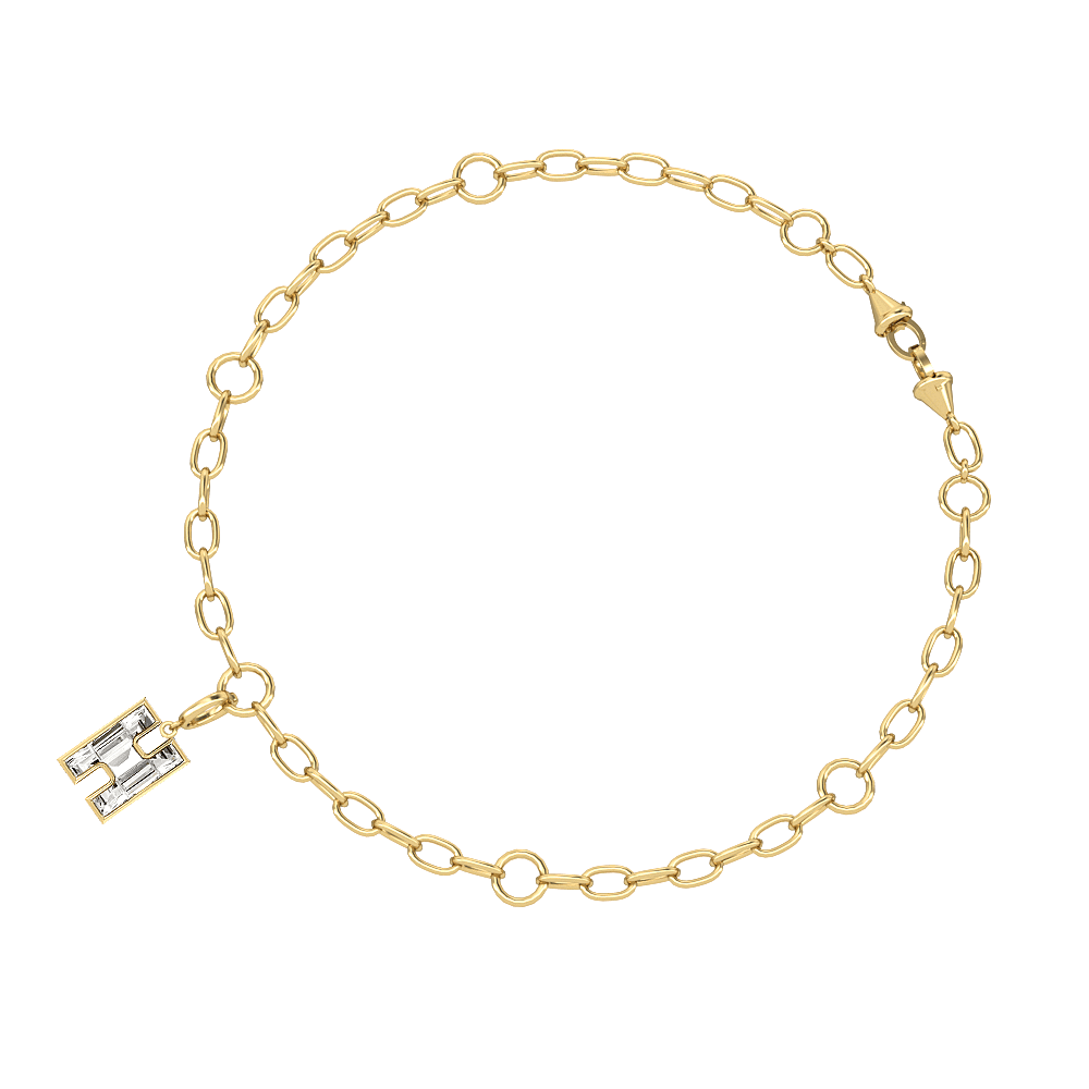 H Letter Alphabet Charm in 18k Yellow Gold — view 3