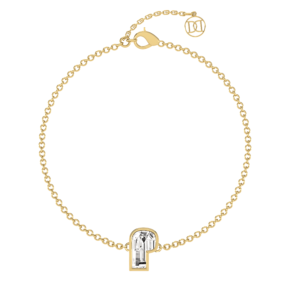 P Letter Alphabet Bracelet in 18k Yellow Gold — view 4