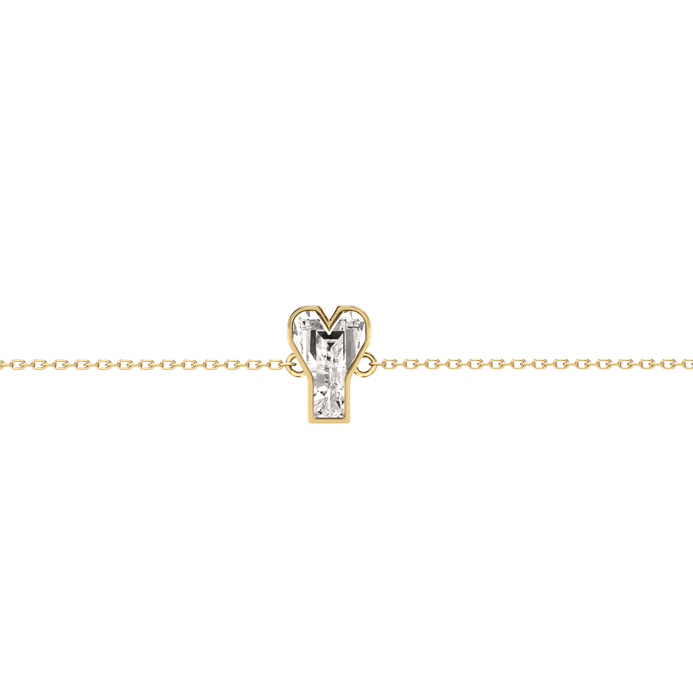 Y Letter Alphabet Bracelet in 18k Yellow Gold — view 3