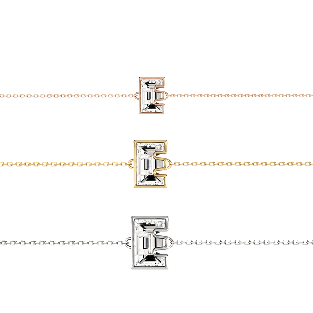 E Letter Alphabet Bracelet in 18k White Gold — view 6