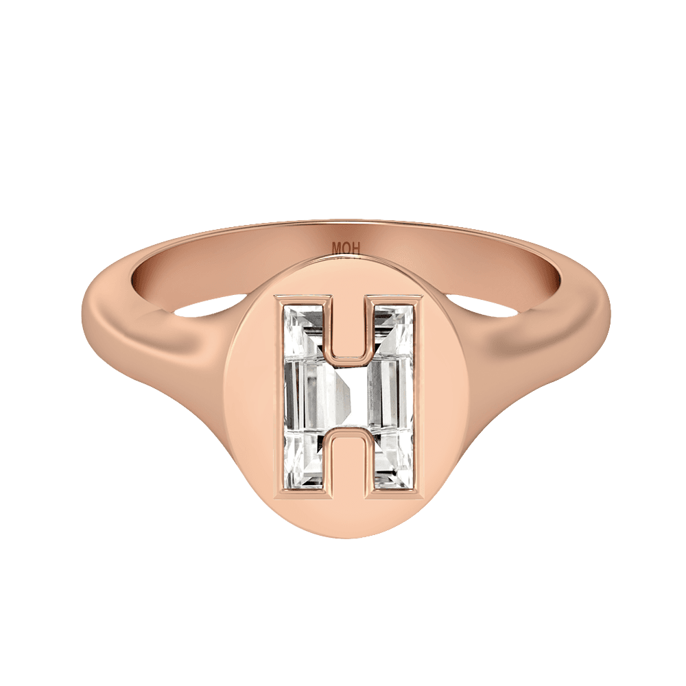 H Letter Alphabet Signet Ring